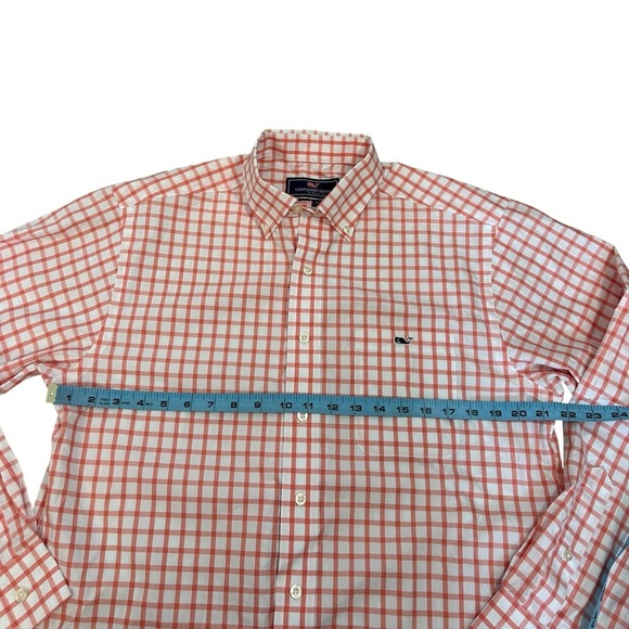 Vineyard Vines Coral Red Orange Plaid Gingham Checkered Button Up Mens Sz Medium - Picture 9 of 11